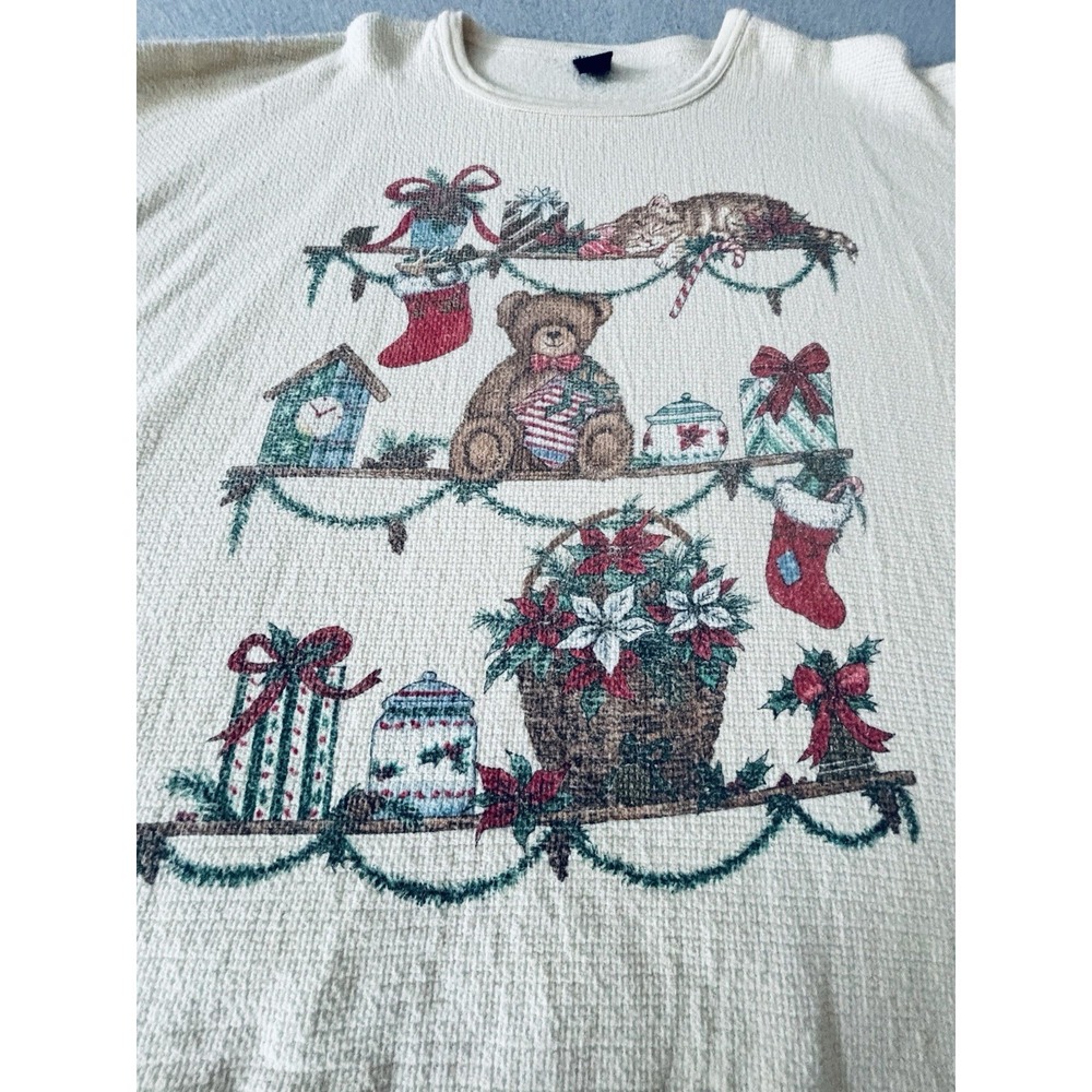 Vintage 90s Chic Christmas Teddy Bear Sweatshirt Womens L/XL  Oversized